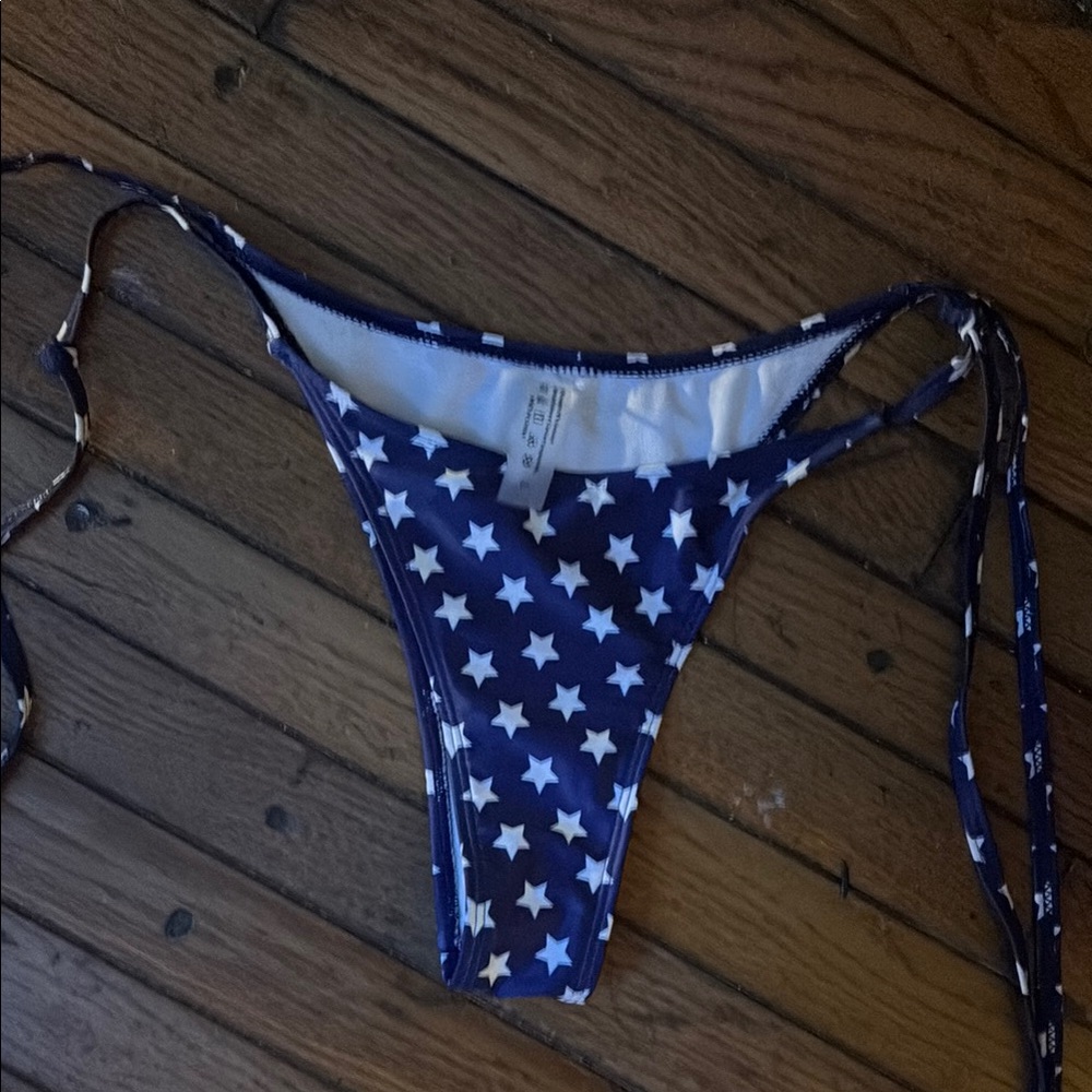 Blue and White Star Bikini with Adjustable Ties